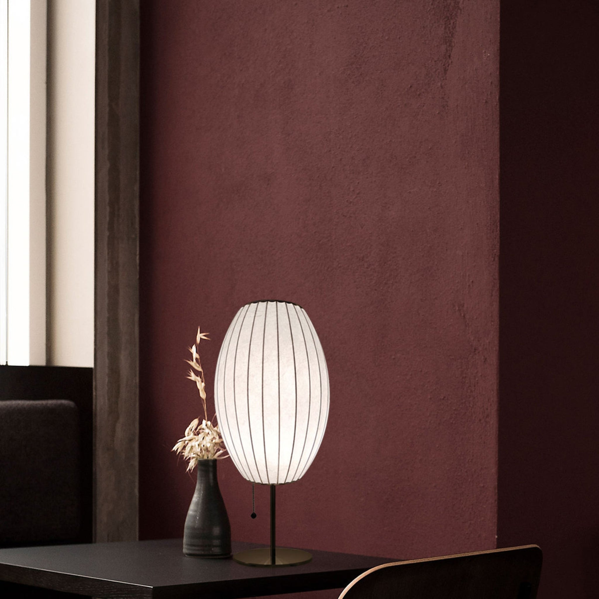 White Fabric Japanese Style Table Lamp | Living Room, Bedroom, Hotel, Residential Space LP-67